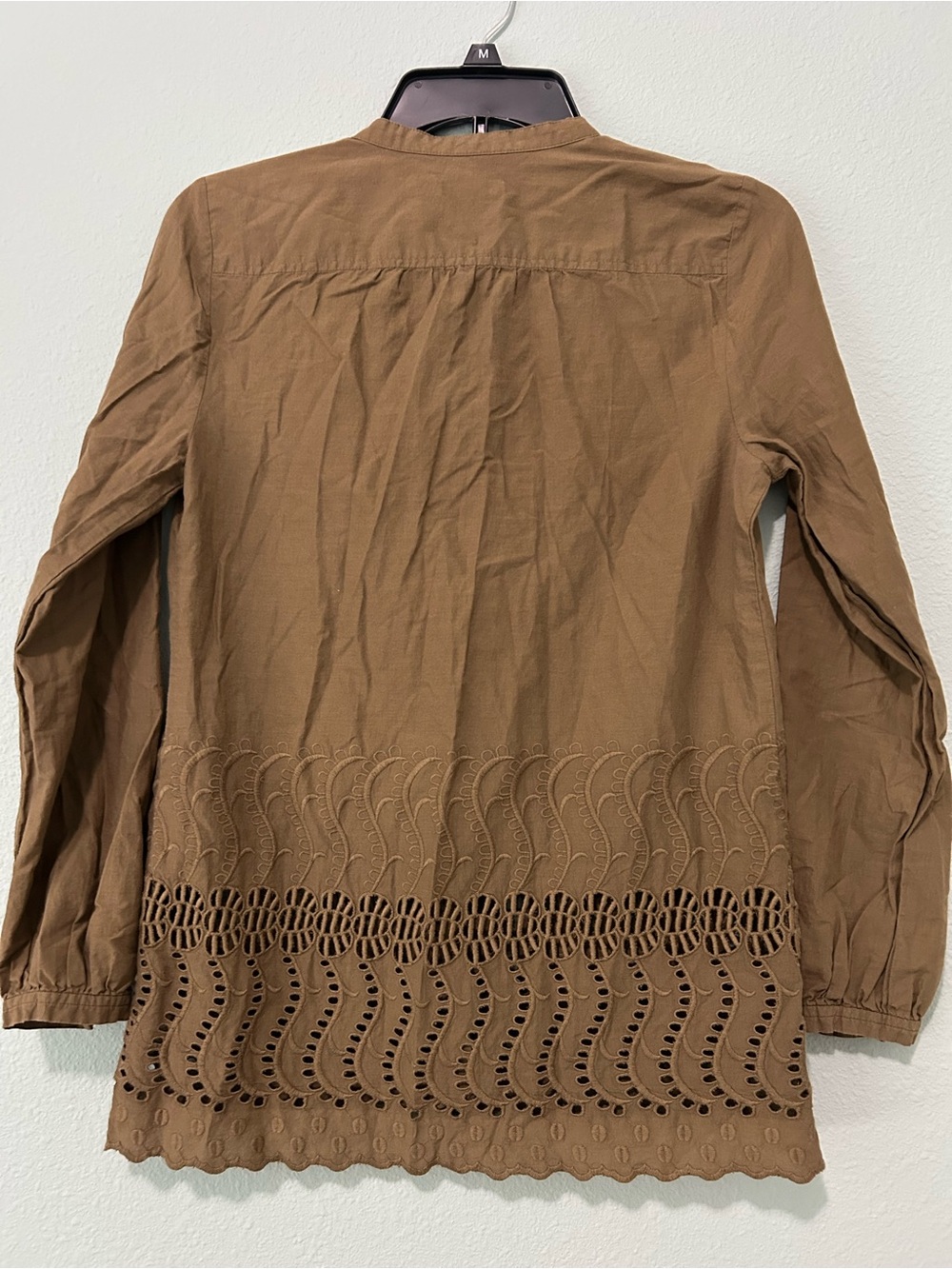 J. Crew Brown Eyelet Hem Button-Down Shirt - Picture 2 of 7